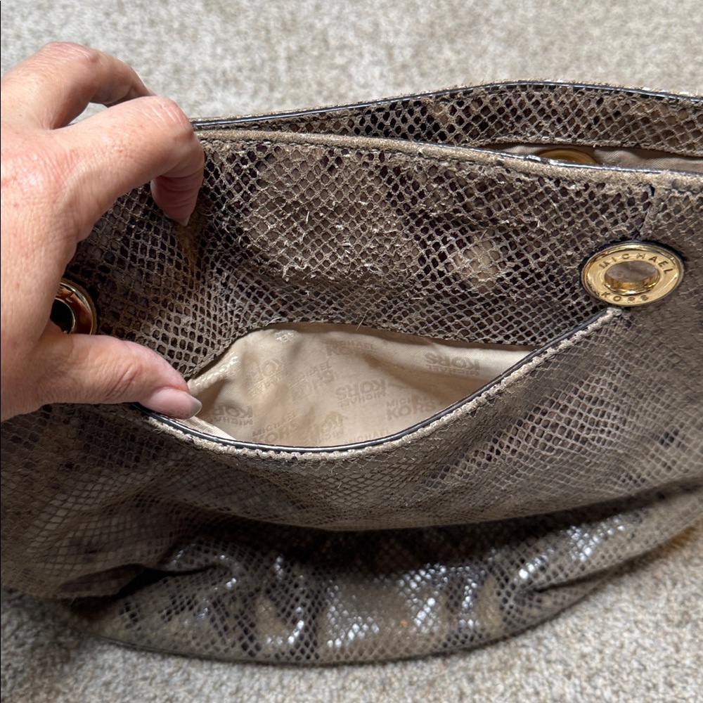 Michael Kors | Jet Set Python Snakeskin Print Lea… - image 4